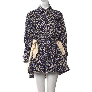 ADAM LIPPES Leopard Print Cotton Poplin Anorak Size Small - Brown Multi